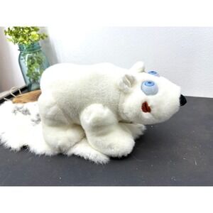 1990s Eyenimal Pucker the Polar Bear stuffed animal‎ white plush googly eyes